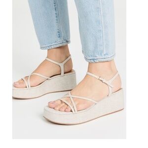Reformation - Platform Wedge Sandals – Oatmeal Linen (Size 39 / US 8.5)